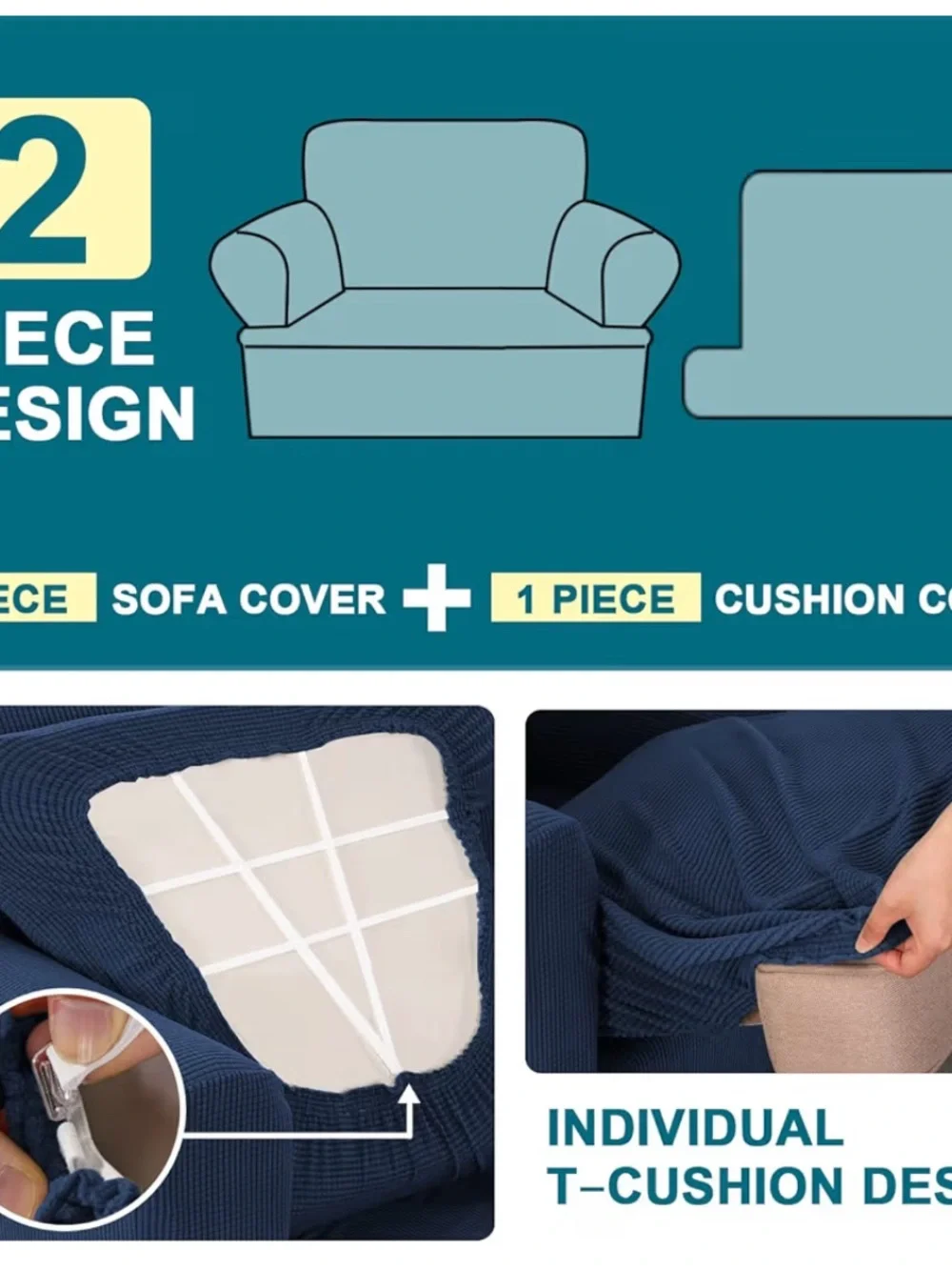 Navy stretchy armchair cover NEW